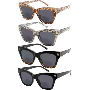 Eyekepper 4-Pack Bifocal Reading Glasses Women Large Frame Bifocal Readers +2.00