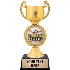 Crown Awards Personalized Fantasy Baseball Trophy, 7.25" Gold Cup Fantasy Baseball Trophies with Free Custom Engraving Prime
