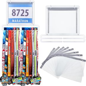 Race Medal and Bib Display Medal Hanger Running Bib and Medal Holder Wall Mounted Hanging Medal Rack Holders with Bib Holder Gifts for Runners, 13.78 x 11.22 Inch