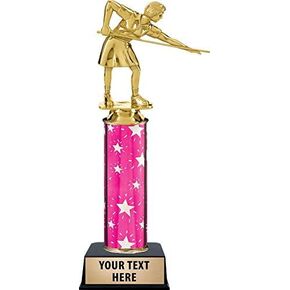 Crown Awards 10.5" Billiards Female Trophies, Personalized Pink Billiards Female Trophy, Engraving Included Prime