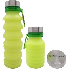 Collapsible Water Bottle (Red) Reusable, BPA Free, Silicone, Foldable Portable & Leak Proof - Water Bottles for Travel Gym Camping Hiking - Sports Water Bottle with Carabiner