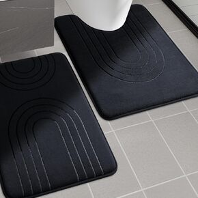 chakme Memory Foam Bath Mat Set, Bathroom Rugs Sets 5 Piece, Non Silp Bath Mats for Bathroom, Soft and Water Absorbent Bath Mat Set, Machine Wash Dry Bathroom Mat Set, Navy Blue