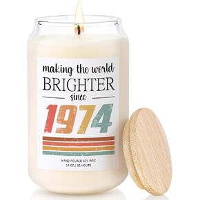 50th Birthday Gifts for Her, Him - 50 Years Old Gifts for Women, Men - 50th Birthday Decorations - 1974 Birthday Gifts for Friends, Daughter, Sister, 14oz Cool Funny 50th Anniversary, Birthday Candle