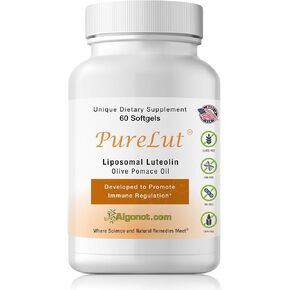 PureLut: Pure liposomal Luteolin - 60 gelcap, Patented Combination of Natural and Pure luteolin in Olive Pomace Oil.