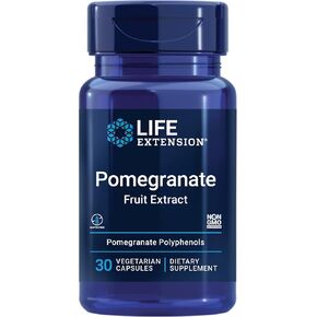 Life Extension Pomegranate Fruit Extract, 500 mg, antioxidant polyphenols for cardiovascular health, superfood, gluten free, non-GMO, vegetarian, 30 capsules