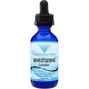 Absonutrix Benfotiamine Complex 300 mg, 4 Fl Oz Bottle, 200 Servings, High Bioavailability, Potent Ingredients, Quick Absorption, Cruelty-Free, Non-GMO, Third-Party Tested, GMP-Certified, Made in USA
