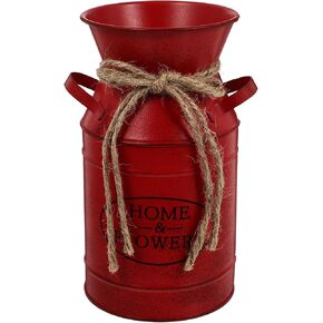 Milisten Iron Vintage Jug Vase - Beige, Rustic French Country Home Decor, Farmhouse Metal Flower Planter, 7.47x3.93x7.47in, 158g, for Kitchen, Living Room, Home Office