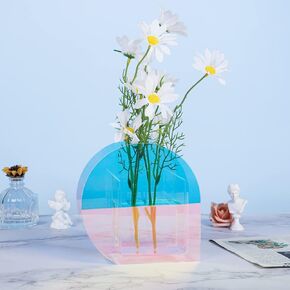 Elegant Clear Acrylic Flower Vase Modern 6.3 Inch Mini Flowers Vase Unique Vase Decor for Hotel Wedding Home Office