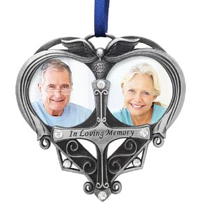 Memorial Photo Ornament - Double Picture Opening - in Loving Memory Christmas Ornament - Loss of a Loved One Gift - Remembrance Ornament - Bereavement Gifts