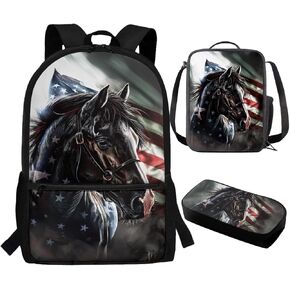 Customized 3 Piece Backpack Set Backpack for School Girls Train Cherry Blossom Schoolbag with Lunch Box Pencil Case for Elementary Middle High School Students
