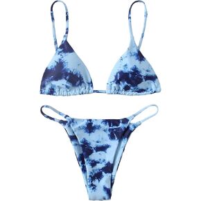 SOLY HUX Women's Tie Dye Spaghetti Strap Bikini Set 2 Piece Swimsuit Bathing Suit