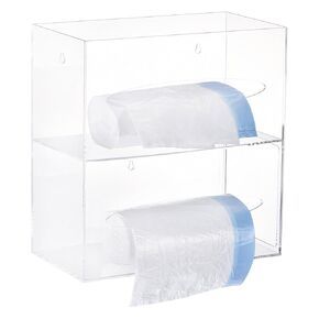 uxcell Trash Bag Dispenser Roll Holder, Wall Mount Acrylic Garbage Bag Dispenser Roll Holder Double Sided for Garbage Bag Grocery Shopping Bag, (26.5 x 5.4 x 10.23 inches)