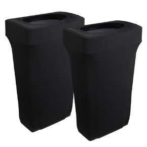 JUXYES 23 Gallon Outdoor Stretch Trash Can Covers for Banquets Wedding, Black Spandex Waste Container Cover Decorative Cover for Outside Household Kitchen Bin, Hide The Ugly Garbage Cans, Pack of 4
