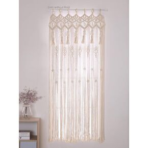Achart Macrame Window Curtain Panels -Macrame Curtain-Macrame Wall Hanging Tapestry-Doorway Curtain Panels Handwoven Boho Wedding Backdrop Room Divider Boho Wall Decor without Rod(Beige, 35" x 70")