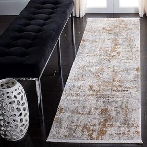 SAFAVIEH Shivan Collection Area Rug - 8' Square, Grey & Gold, Modern Abstract Design, Non-Shedding & Easy Care, Ideal for High Traffic Areas in Living Room, Bedroom (SHV723G)