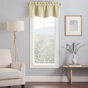 Eclipse Kendall Modern Scalloped Valance Rod Pocket Window Curtain for Kitchen or Bathroom, 42 in x 18 in, Café