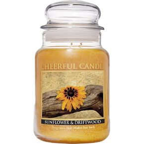 A Cheerful Giver - Sunflower & Driftwood - 24oz Large Scented Candle Jar with Lid - Cheerful Candle - 135 Hours, Candles Gifts for Women, Yellow
