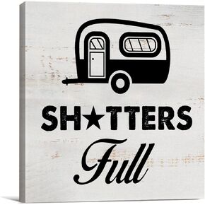 Camping Sign Canvas Wall Art Home Decor 8 x 8 Inch RV Camper Bathroom Camp Canvas Print Painting Framed Plaque Rustic Desk Shelf Artwork