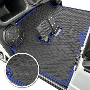 سجادة أرضية عربة الجولف Xtreme Mats Evolution، بطانة عربة الجولف ذات التغطية الكاملة تحمي أرضيات OEM - تناسب فقط عربات Evolution Classic Plus/Classic Pro/Forester/Turfman (2022 وما قبلها) - زخرفة زرقاء