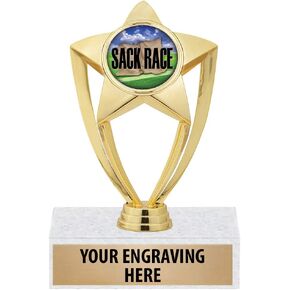 Crown Awards Sack Race Trophy - 6" Gold Star Sack Race Trophies Prime