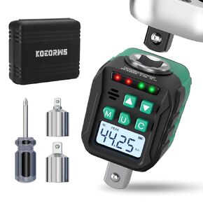 1/2-Inch Digital Torque Adapter, 2.21-44.25 Ft.lb/3-60 N.m, Electronic Torque Wrench Converter with ±2% Accuracy, Preset Function, Data Storage, 3/8" & 1/4" Adapter for Bike, Motorcycle, Car