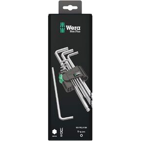 Wera - 5073391001 Hexagon 950 PKL/9 SB L-Key Set, BlackLaser, Ballpoint Hex Key, 9 Piece