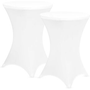Fixwal Cocktail Table Covers, 2 Pack 32x43 White Round Table Cover, Spandex Stretch Table Cloth for Party, Wedding, Birthday, Banquet