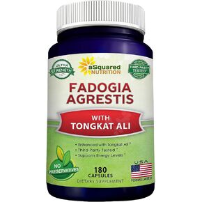مكمل غذائي aSquared Nutrition Fadogia Agrestis 600mg وTongkat Ali 400mg (180 كبسولة) - مستخلص Fadogia Agrestis وحبوب مجمعة من البودرة للرجال والنساء