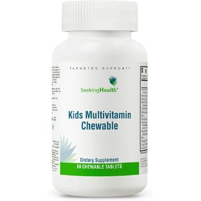 Seeking Health Kids Multivitamin Chewable, Formulated for Children’s Health, with L-5-MTHF L-Methylfolate, B12, Riboflavin, Vitamin A, Vegetarian (60 Chewable Tablets)*