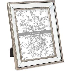Laura Ashley 8x10 Champagne Mirror Bead Picture Frame, Classic Mirrored Frame with Beaded Border, Wall-Mountable, Made for Tabletop Display, Photo Gallery and Wall Art, (8x10, Champagne)