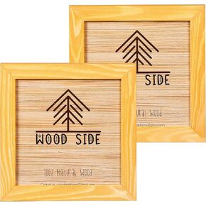 Rustic Wooden Square Picture Frames 8x8 - Set of 2 - 100% Natural Solid Eco Wood with Real Glass for Wall Mounting and Tabletop Photo Frame - Yellow in Saudi Arabia