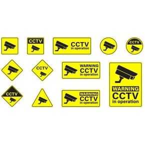 12 pcs CCTV Warning Stickers, 3-5 inches - Camera, You've Being Recorded Signs for Store, Business, Home Security Warning Stickers