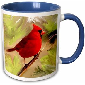 3dRose Red Cardinal-Two Tone Black Mug, 11 oz, Multicolor