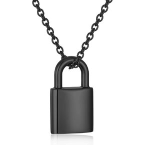 Padlock Cremation Urn Necklace Stainless Steel Lock Urn Necklace Personalized Cremation Jewelry Cool Punk Lock Memorial Urn Necklace for Ashes Holder in Kuwait