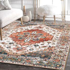 4'x6' Area Rugs for Living Room Washable Rugs Large Boho Carpet Vintage Floor Cover Foldable Thin Rug Non Slip Foldable Accent Rug Lightweight for Kitchen Living Room Bedroom Dining Room