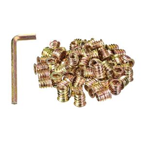uxcell 5/16-18 x 20mm Threaded Inserts Nuts, 100pcs Threaded Inserts for Wood Furniture, Interface Hex Socket Drive Wood Insert Nuts with Hex Wrench