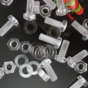 Pack of 30 Transparent Clear Plastic Acrylic M8 x 20mm Nuts & Bolts, Washers -Acrylic Plastic Screws, 5/16 x 25/32