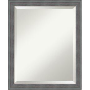 Amanti Art Wood Bathroom Mirror, Upcycled Teal Grey Wall Mirror for use as Bathroom Vanity Mirror Over Sink (25.5 x 31.5 in.) Beveled Mirror, Blue Mirror, Country Rustic Mirror from WI, USA