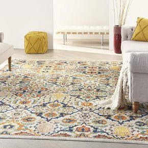 Nourison Allur Traditional Yellow Multicolor 7'10" x 9'10" Area -Rug, Easy -Cleaning, Non Shedding, Bed Room, Living Room, Dining Room, Kitchen (8x10)