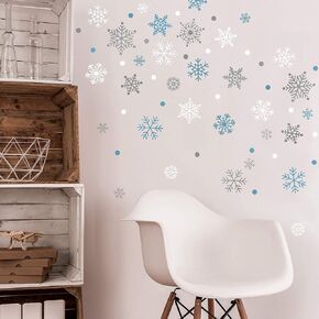 Peel-and-Stick Assorted Snowflake Frozen Theme Holiday Vinyl Wall Decal Set, 186 count