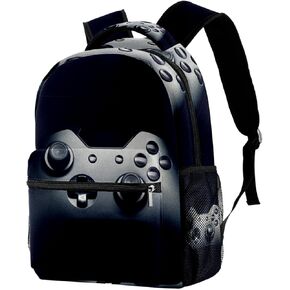 Black Gamer Controller School Backpack for Boys, Lightweight Bookbag Backpack Purse for Men