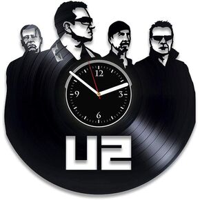 Clock Rock Band Vinyl Art U2 Vinyl Wall Clock Music For Fan U2 Vinyl Record Clock Bono Wall Clock Vintage Birthday For Dad U2 Xmas Idea For Woman U2 Vinyl Clock Rock Music Home Decor Handmade Clock