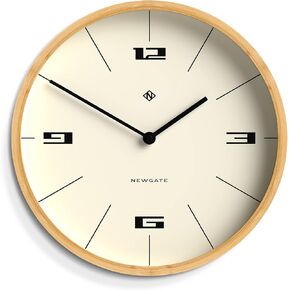 NEWGATE® Mauritius Wall Clock in Bamboo - Medium Wall Clocks - Round Clock - Kitchen Clock - Modern Wall Clock - Clocks for Living Room - Office Clock - Bamboo Case - Scandi Style - Mongoose Dial