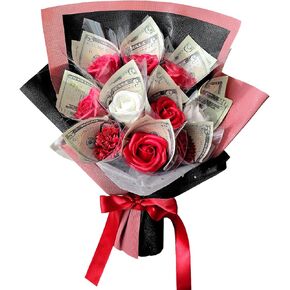 Money Flower Bouquet - Artificial Bouquet of Flowers - Best Graduation, Birthday, Anniversary, Congratulations Money Box for Cash Rose (Blue)