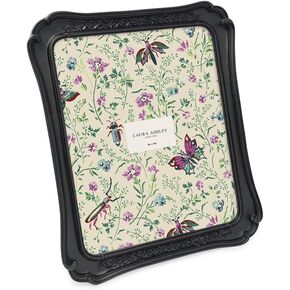 Laura Ashley (8x10 Vintage-Inspired Simple Ornate Picture Frame, Horizontal & Vertical for Tabletop and Wall Display, Home Décor, Floral, Resin Frame (8x10, Black)
