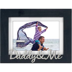 Malden Daddy's Girl Picture Frame, Gray Textured Wood Grain Finish, 4x6 or 5x7 inches, Silver Distressed Expression MDF, Swing Tab Closures, Easel Back, 0.75 inches Deep, 1 Photo