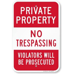 SmartSign "Private Property - No Trespassing, Violators Prosecuted" Sign | 12" x 18" Aluminum
