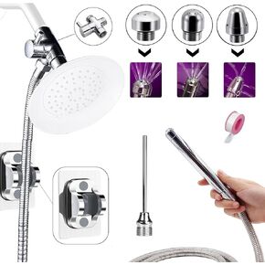 Shower Enema System with 59 Inches Hose, Diverter, Water Control Valve for Men and Women Portable Cleaning, Enema Nozzle Kit Cleaner Attachment