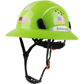Full Brim Hard Hat Vented Construction Safety Helmet OSHA Approved Cascos De Construccion Work Hardhats with Cooling Towel for Men&Women 6 Point Adjustable Ratchet Suspension