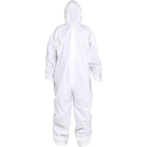 Pack of 5 Disposable Protective Coverall with Hood, Elastic Cuff for Spray Painting Cleaning Work,Breathable & Durable